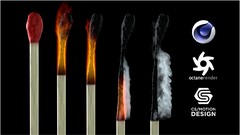 Modeling a Matchstick and burning it down in Cinema 4D