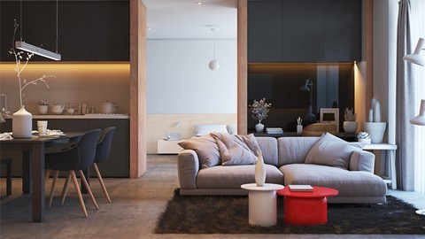 3Ds MAX + VRAY 5 + Interior 3D Rendering