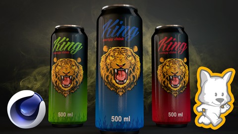 3D Product Visualization in Cinema 4D - Energy Drink Poster