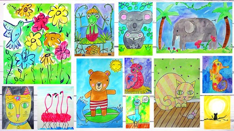 Art Class for Kids & Beginners: Draw & Paint 15 Cool Animals