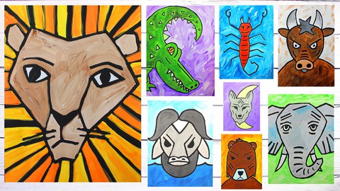 Art for Kids & Beginners: Draw & Paint 10 Fearless Animals