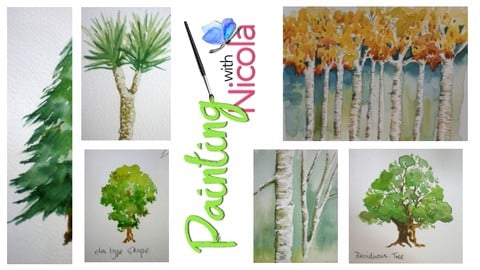 Paint TREES in watercolor,easily. Video demos show you how.