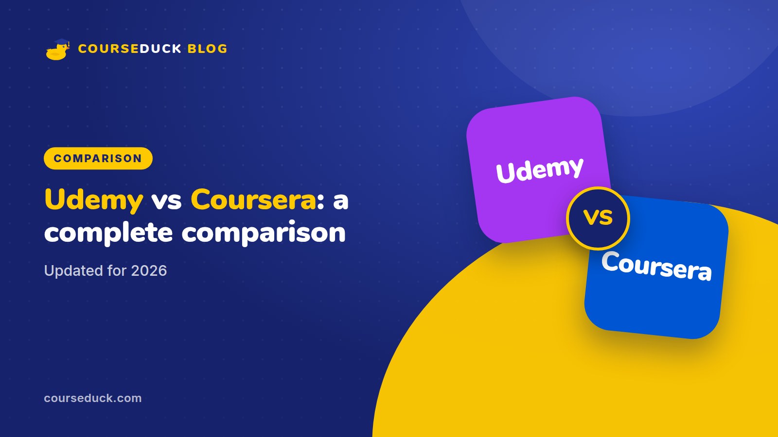 Udemy vs. Coursera - A Complete Comparison [2026] - CourseDuck blog cover