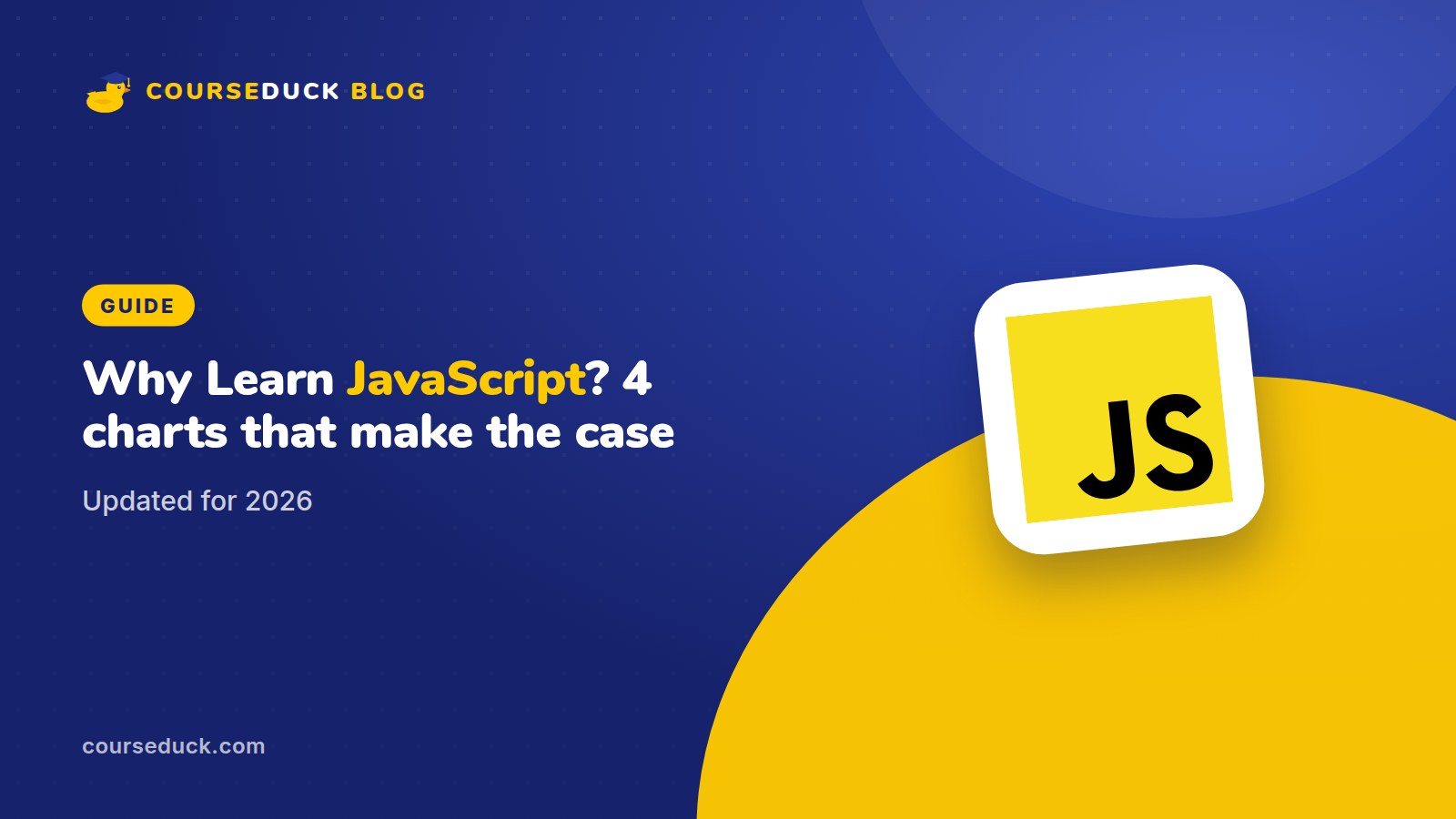 Why Learn JavaScript in 2026? 4 Charts That Make the Case - CourseDuck blog cover